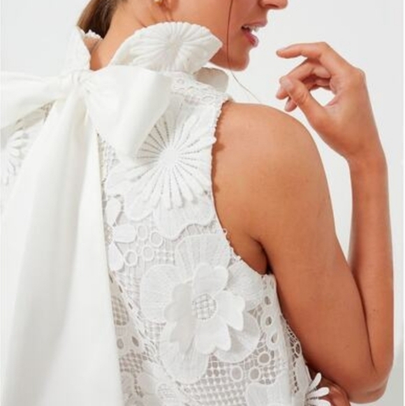 Tuckernuck Blanc Guipure Lace Blythe Dress White Dimensional Floral Bridal SM - Picture 3 of 16